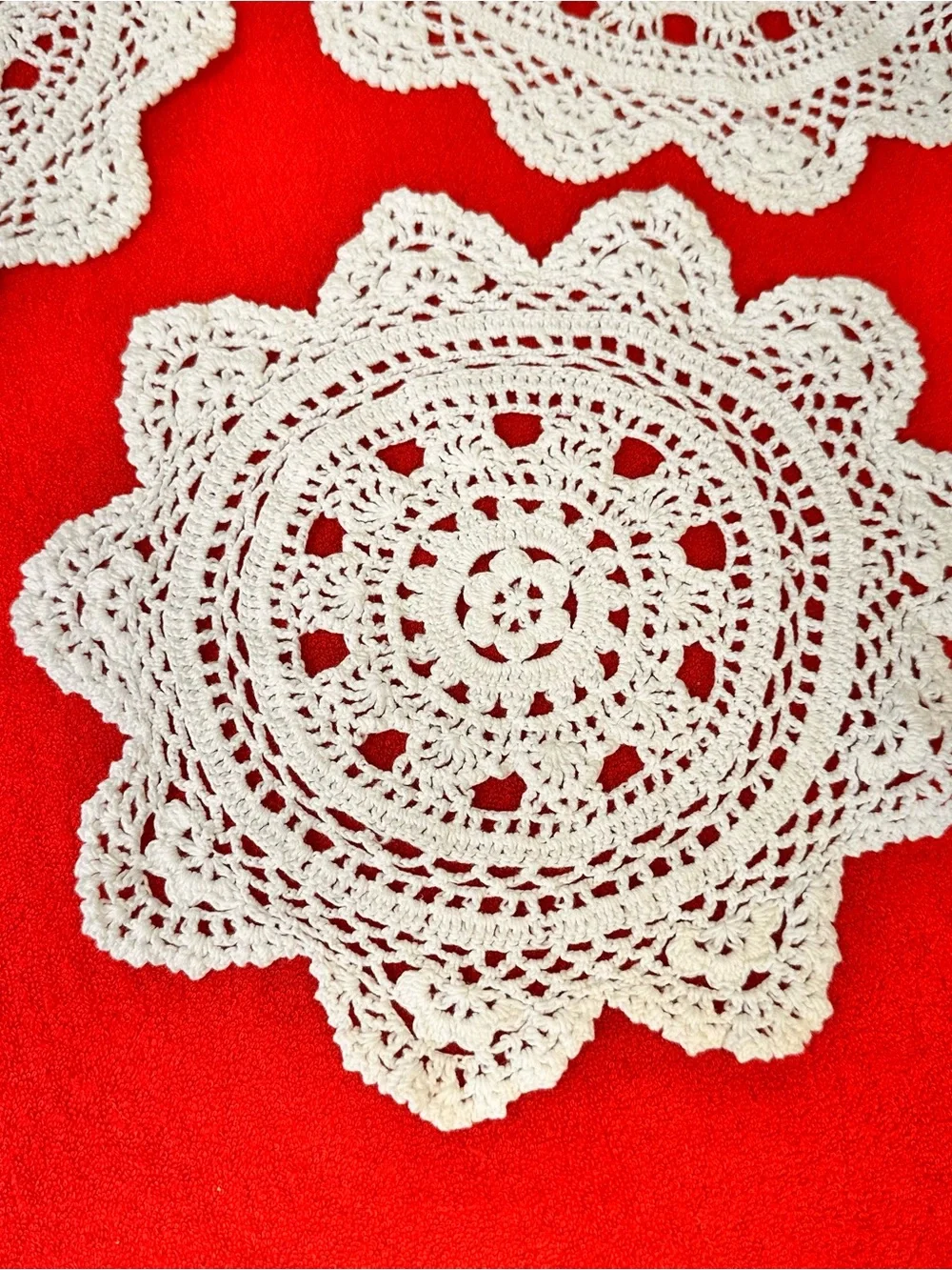 Handmade White Crochet Doily Set - Classic Home Dining Accent